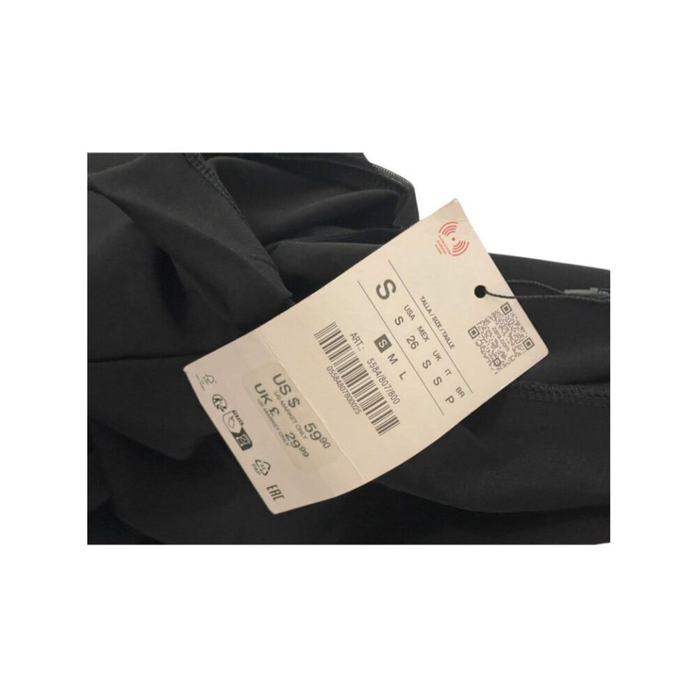 Zara Womens Long Contrast Tulle Dress S Black High Neck Sleeveless 5584/807 NWT - Picture 6 of 14